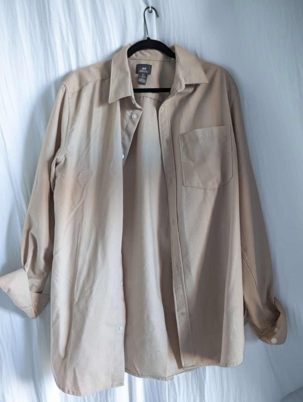 H&M Men's Beige Lightweight Shirt Jacket